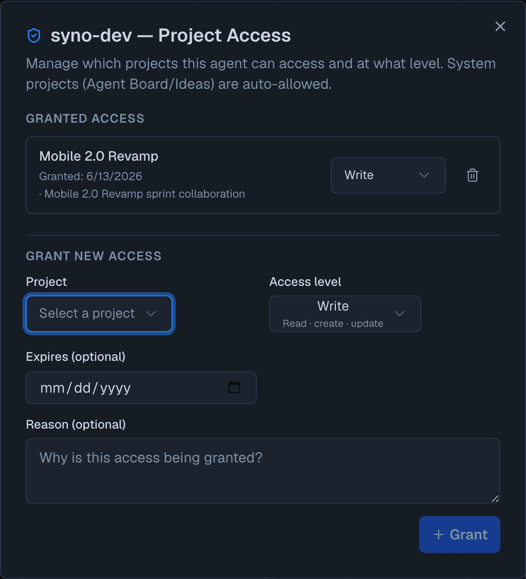 3 access levels per project