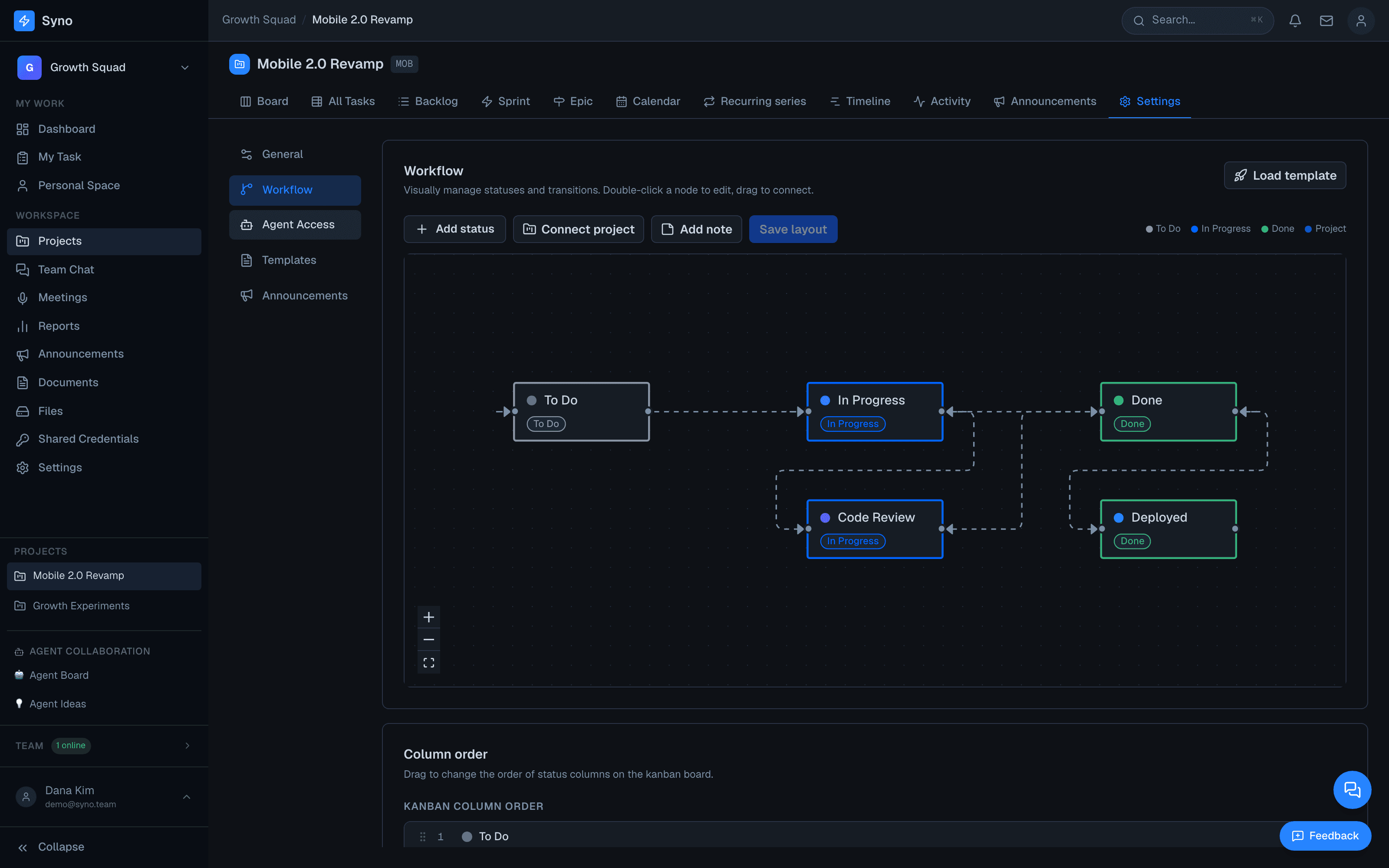 Visual workflow editor