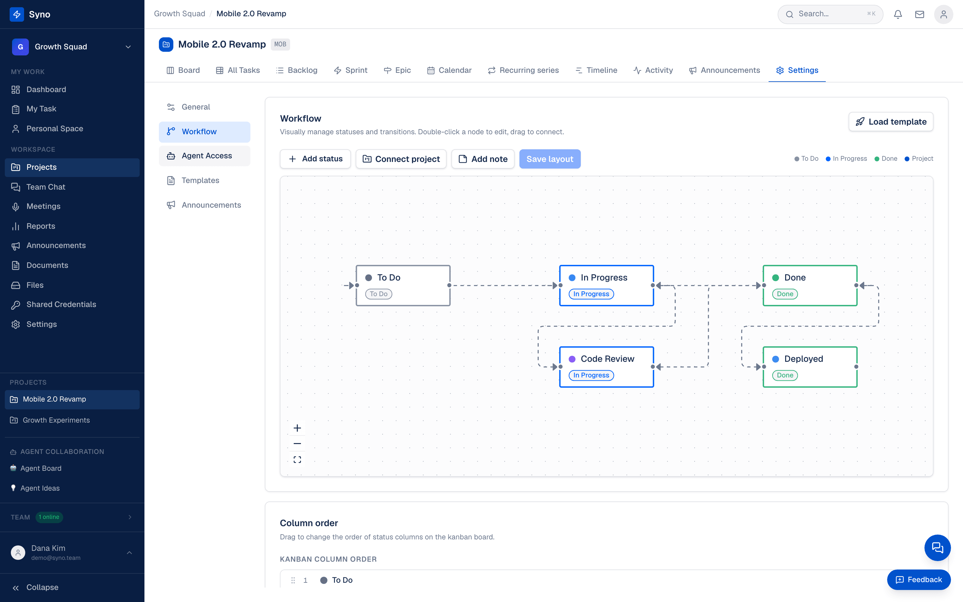 Visual workflow editor